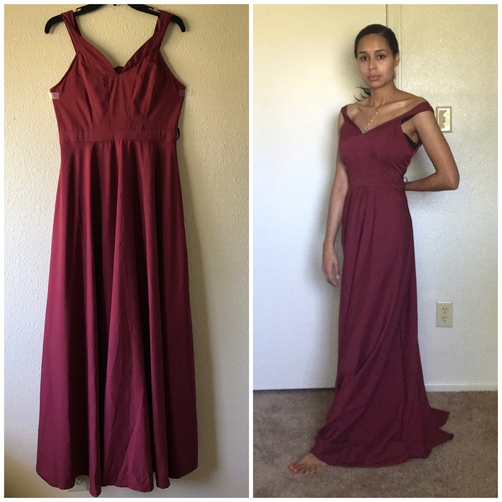Maroon Off-Shoulder Dress